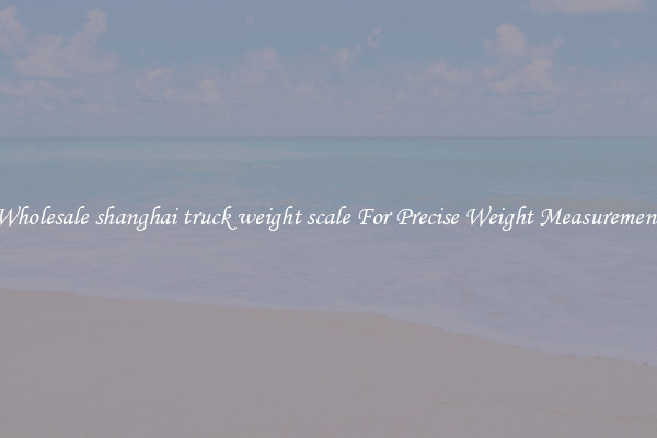 Wholesale shanghai truck weight scale For Precise Weight Measurement