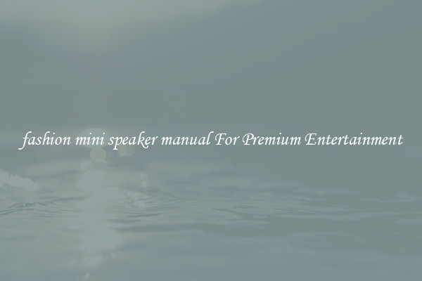 fashion mini speaker manual For Premium Entertainment